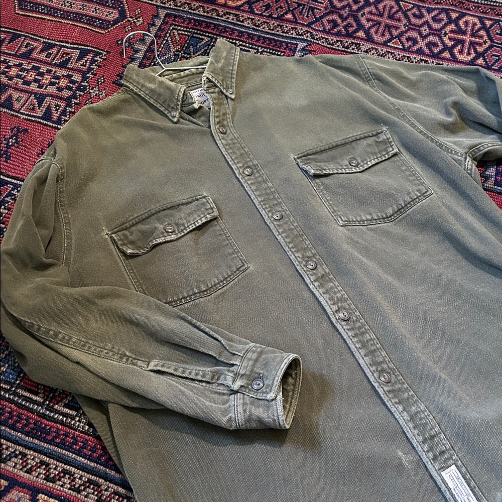 Vintage Green Heavyweight Shirt Jacket mens